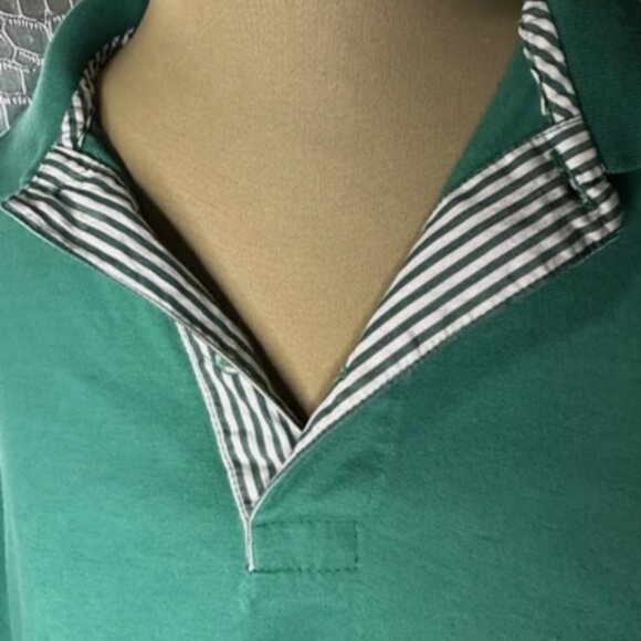 Vintage Burberrys Men’s Polo Fits L or XL Apple Green White 1980s Logo - Picture 2 of 9